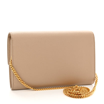 Saint Laurent Grain De Poudre Monogram Uptown Chain Wallet Dark Beige 4 of 10