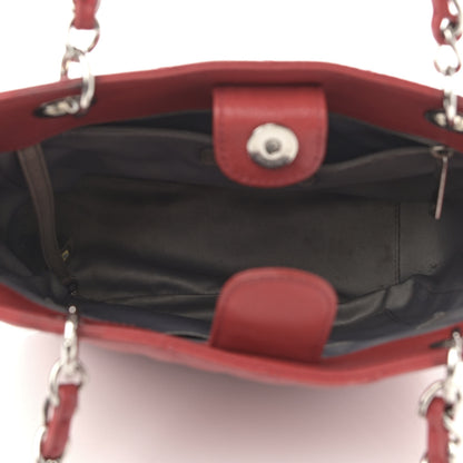 Chanel Caviar Quilted Petit Shopping Tote PST Red 5 of 13