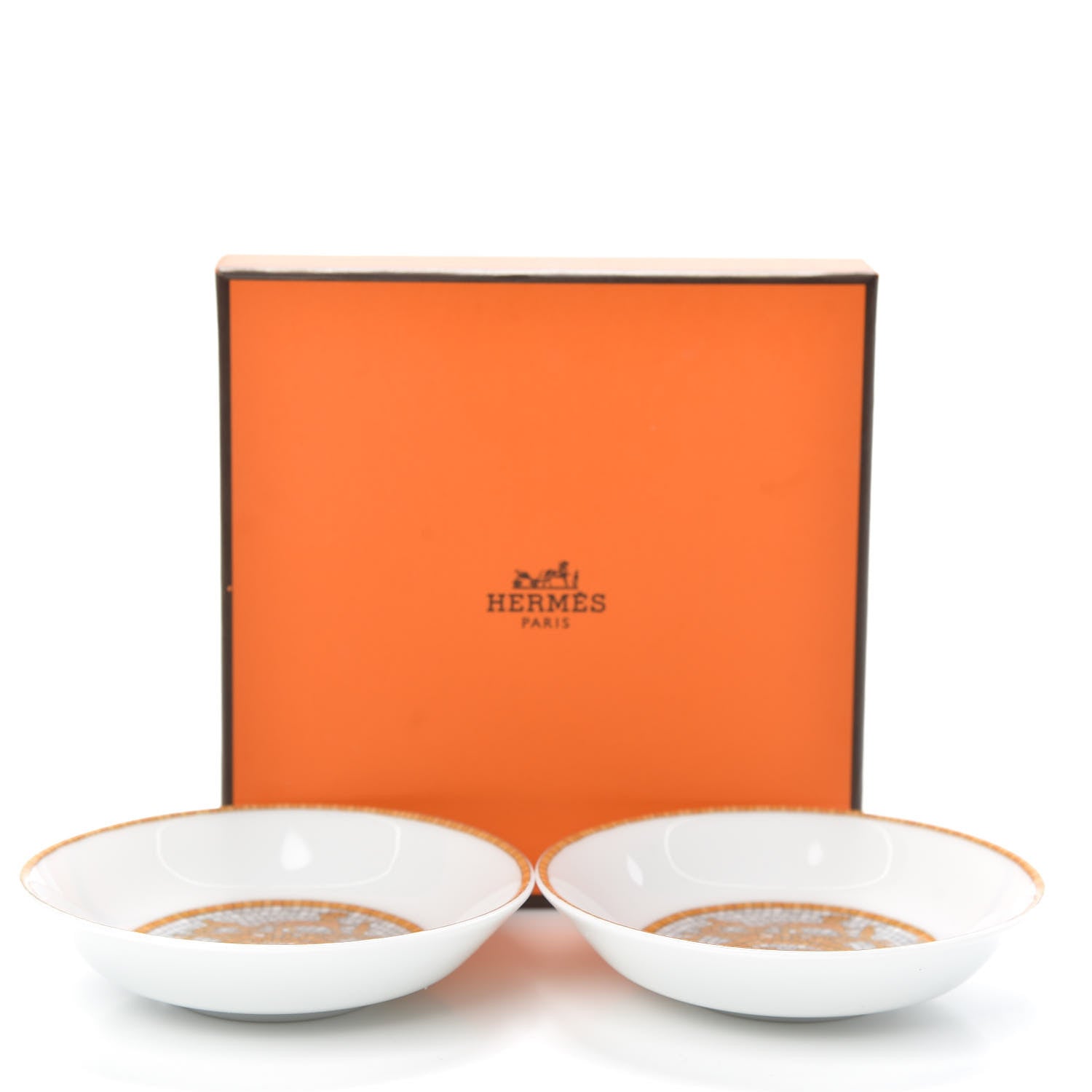 Hermes Porcelain Mosaique au 24 Soy Dish Set of 2 6 of 6