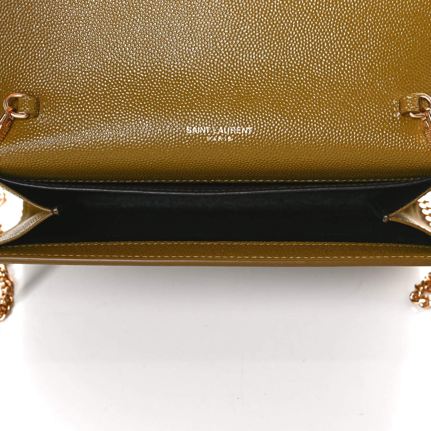 Saint Laurent Grain De Poudre Monogram Uptown Chain Wallet Olive 5 of 11