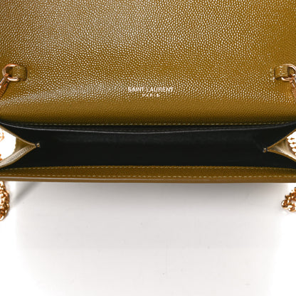 Saint Laurent Grain De Poudre Monogram Uptown Chain Wallet Olive 5 of 11