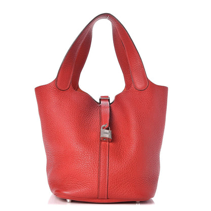 Hermes Taurillon Clemence Picotin Lock 22 MM Rouge Casaque 1 of 9