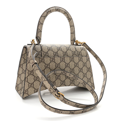 Balenciaga X GUCCI GG Supreme Monogram Small Hourglass Top Handle Bag Beige Ebony 4 of 13