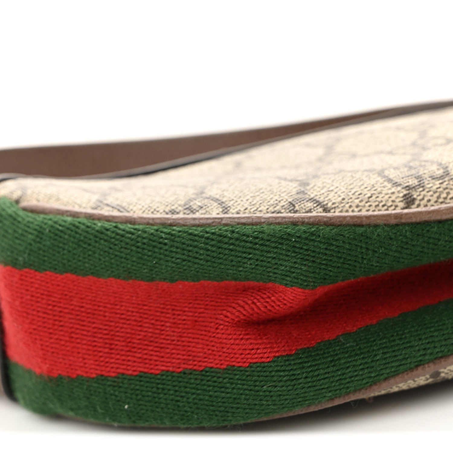 Gucci GG Supreme Monogram Textured Calfskin Web Mini Ophidia Half Moon Hobo Beige Ebony New Acero 8 of 10