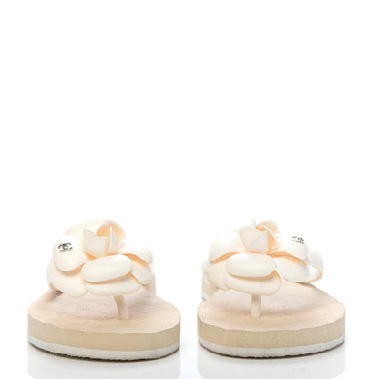 Chanel PVC Camellia Thong Sandals 36 Ivory 2 of 8