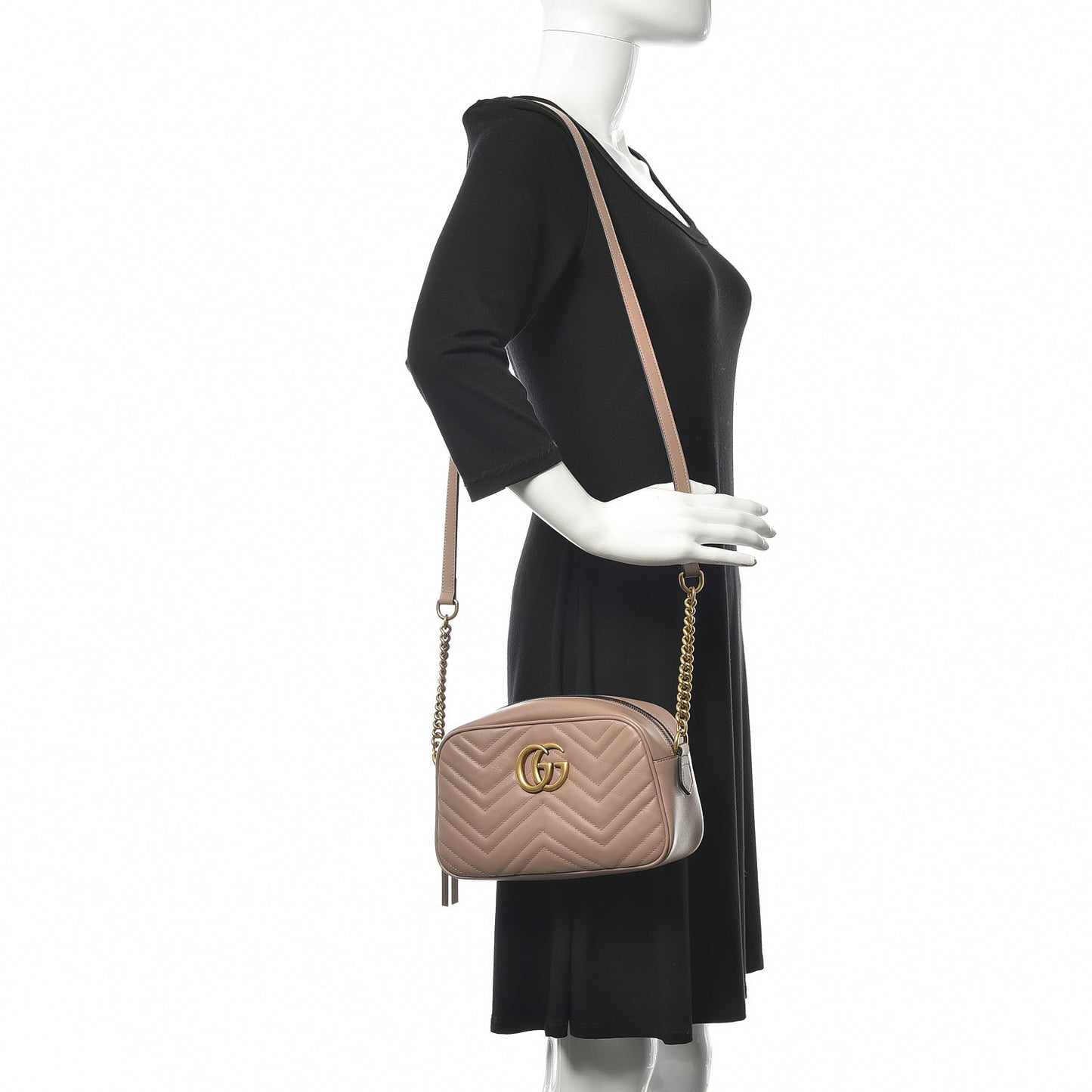 Calfskin Matelasse Small GG Marmont Chain Shoulder Bag Porcelain Rose