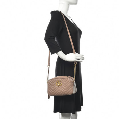 Gucci Calfskin Matelasse Small GG Marmont Chain Shoulder Bag Porcelain Rose 2 of 12