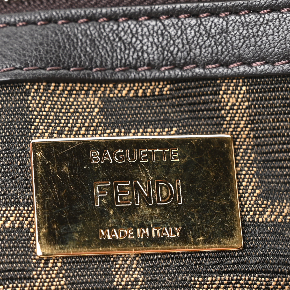 Fendi Fabric Jacquard FF 1974 Medium Baguette Tobacco Moro Black 11 of 20