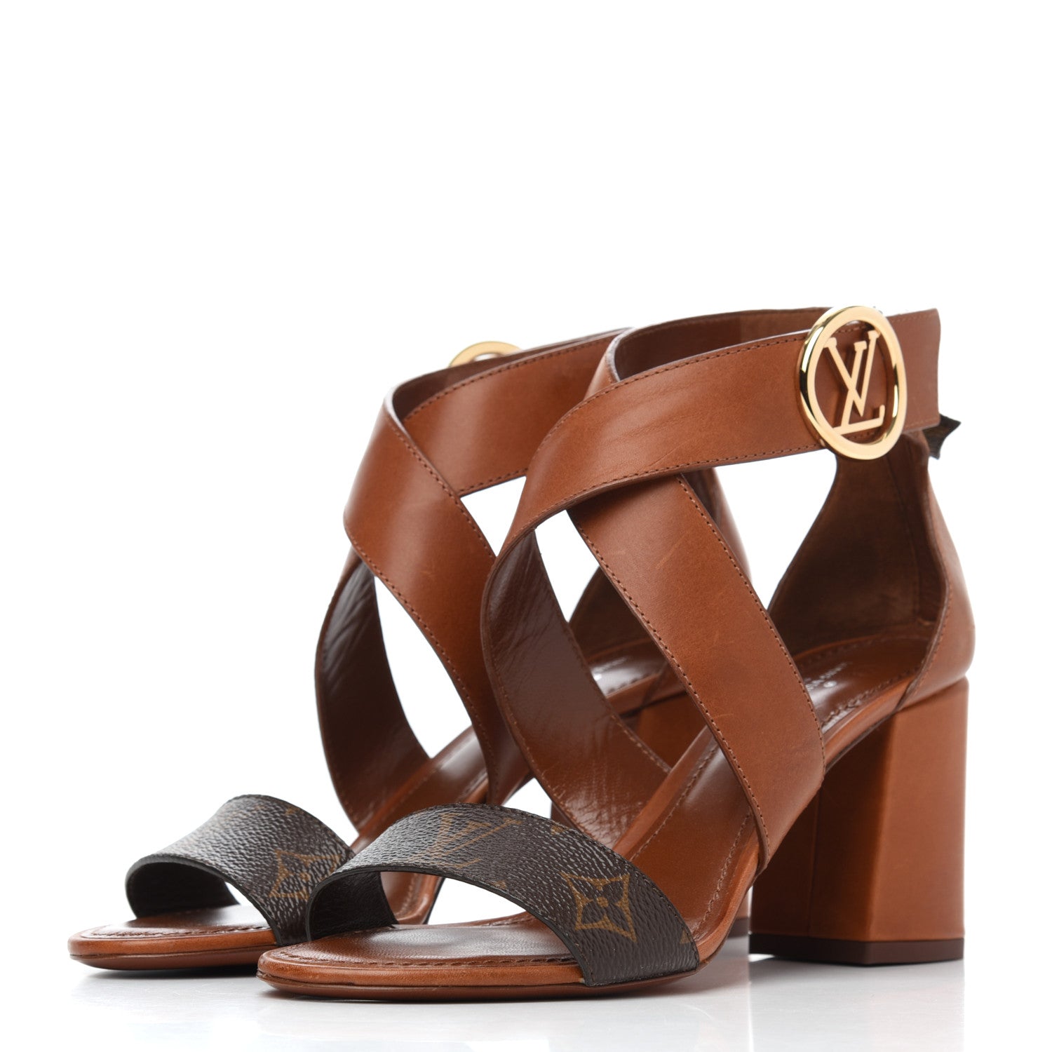 Louis Vuitton Calfskin Monogram Horizon Sandals 37 Cognac Brown 6 of 38