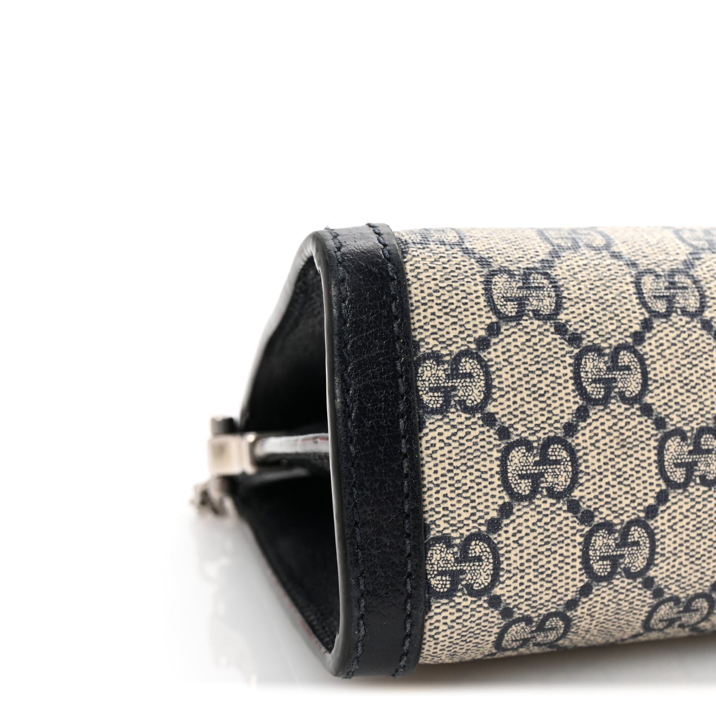GG Supreme Monogram Textured Dollar Calfskin Web Small Ophidia Chain Shoulder Bag Beige Blue