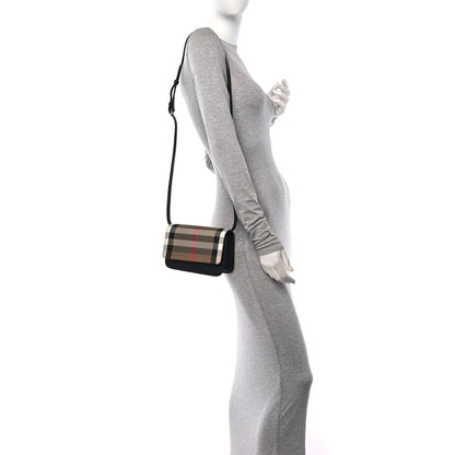 Burberry Grained Calfskin House Check Small Madison Shoulder Bag Black 3 of 9