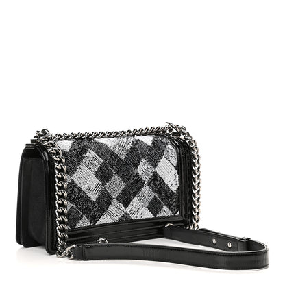 Chanel Patent Iridescent Calfskin Sequin Medium Boy Flap Bag Black 2 of 9