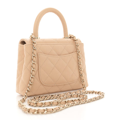Chanel Caviar Quilted Coco Handle Clutch With Chain Beige 3 of 11