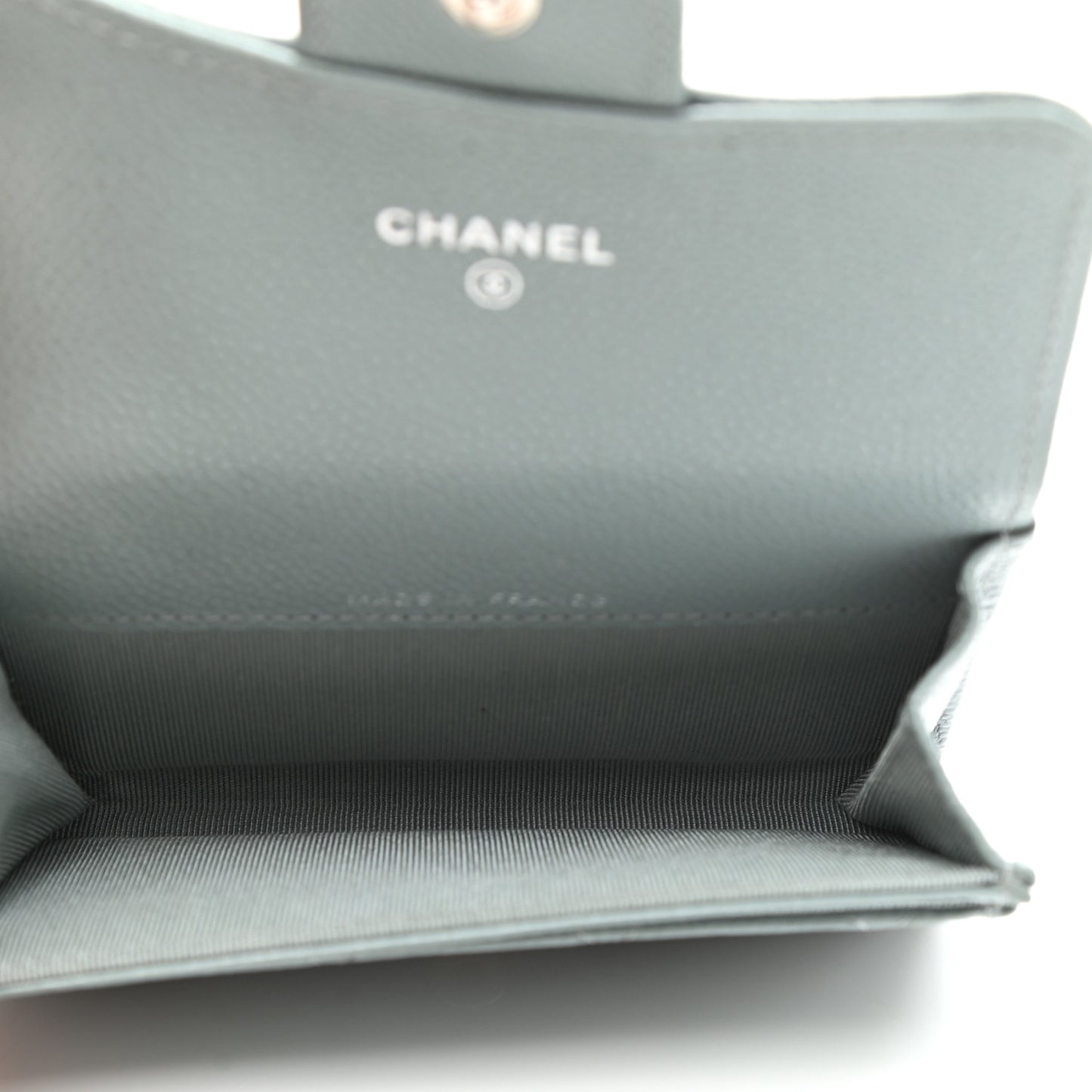 Caviar Quilted Flap Card Holder Wallet Light Blue