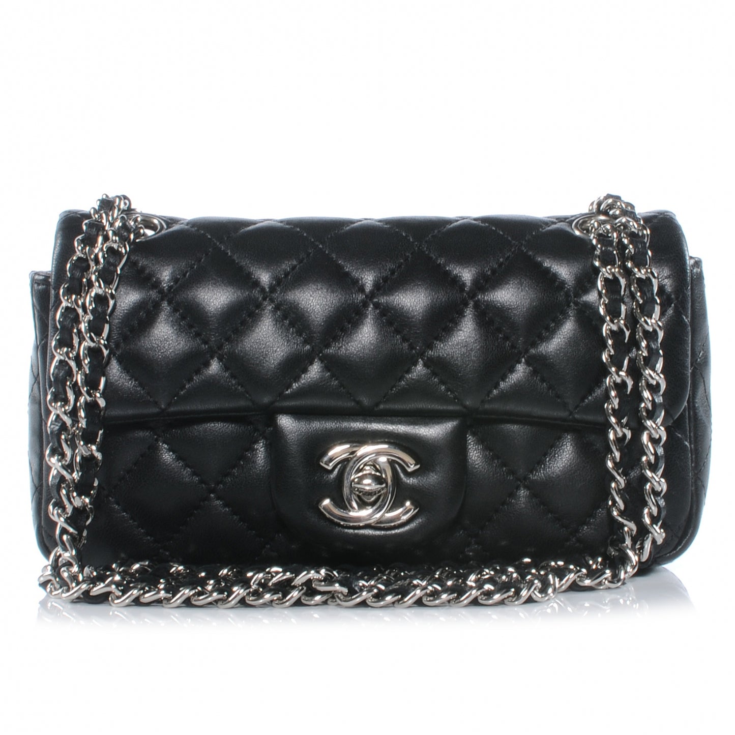 Lambskin Quilted Extra Mini Flap Black