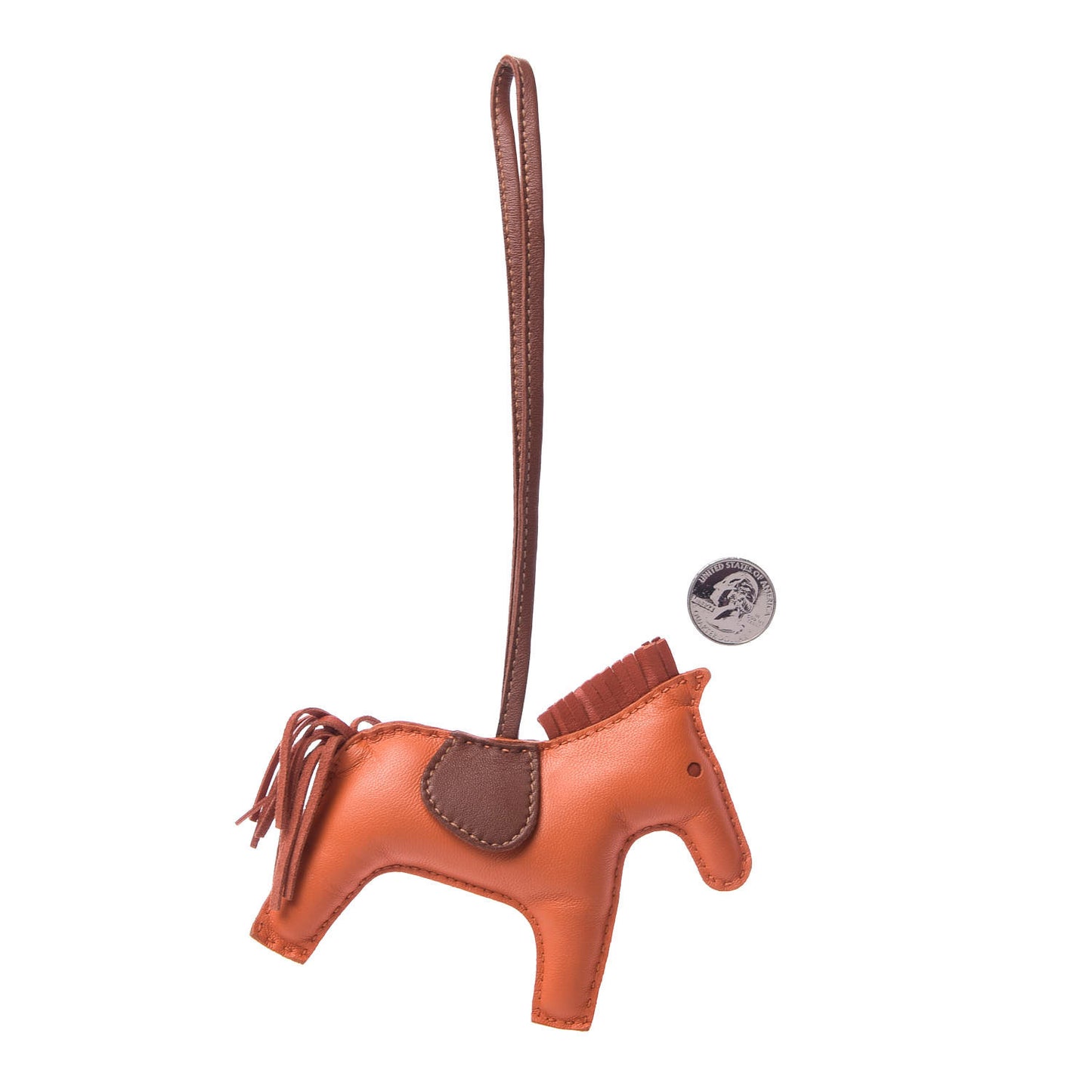 Milo Lambskin Grigri Rodeo Horse Bag Charm MM Feu Cornaline Fauve