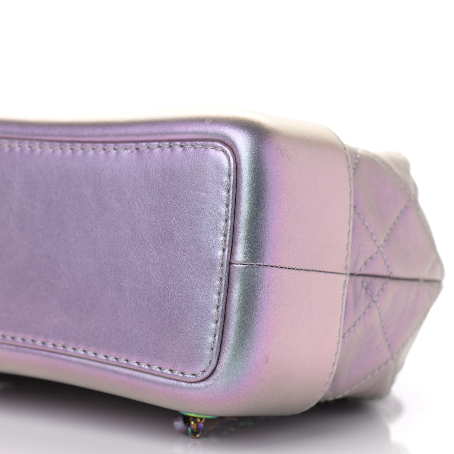 Iridescent Lambskin Calfskin Small Quilted Gabrielle Backpack Light Purple