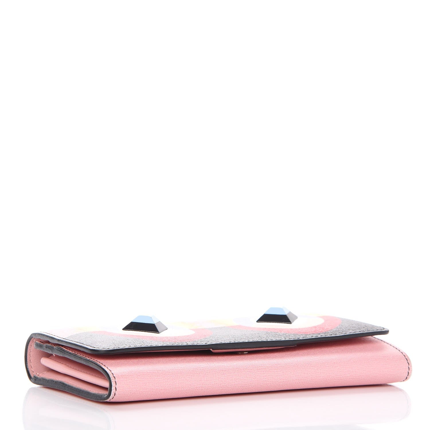 Fendi Vitello Elite Century Hypnoteyes Studded Continental Wallet Bubblegum Multicolor 4 of 8
