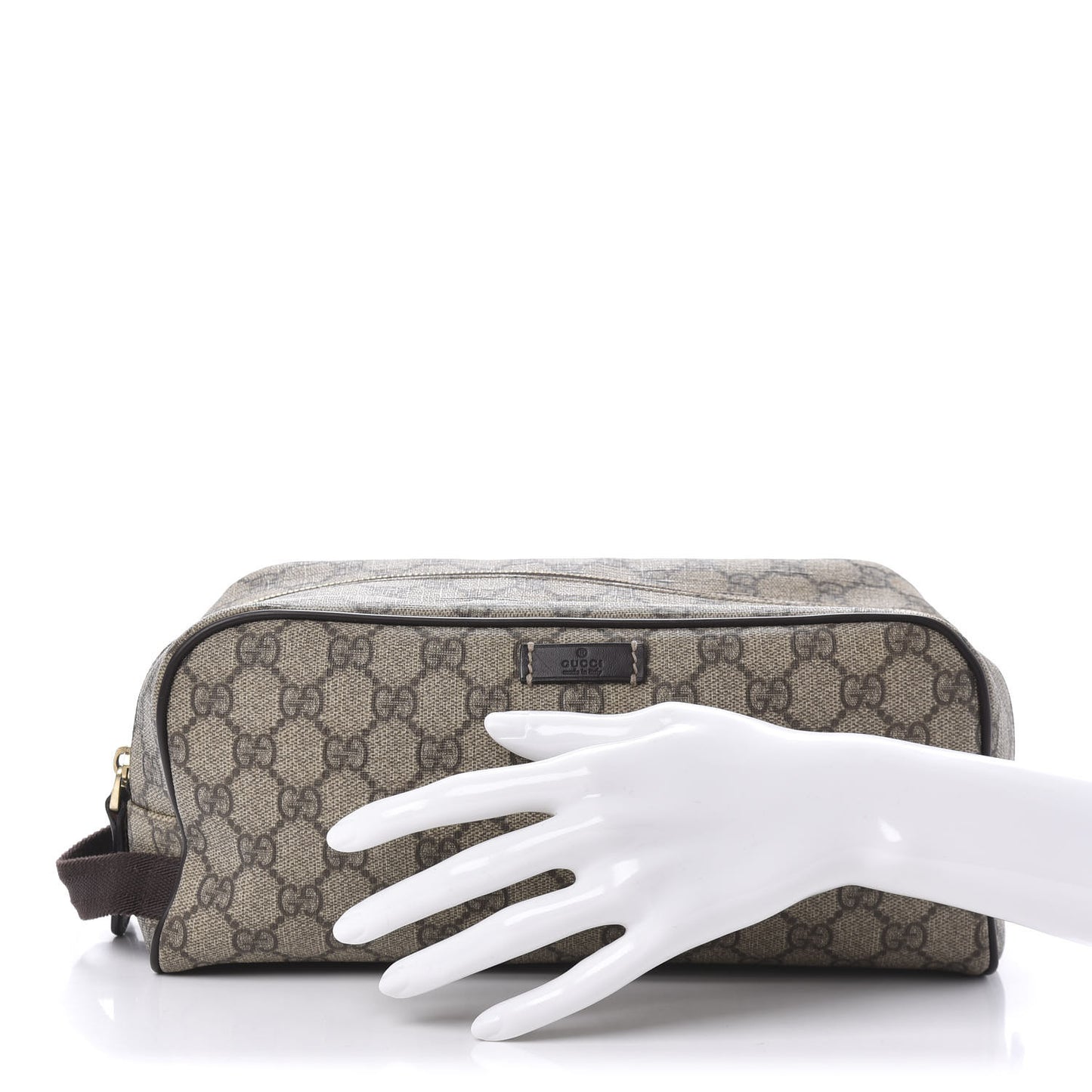 GG Supreme Monogram Toiletry Case Dark Brown
