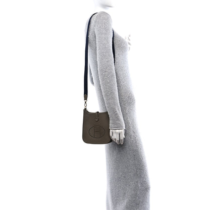 Hermes Taurillon Clemence Amazone Evelyne TPM Etoupe Bleu Indigo 2 of 11