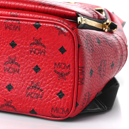 MCM Visetos Studded Small Dual Stark Backpack Ruby Red 8 of 9