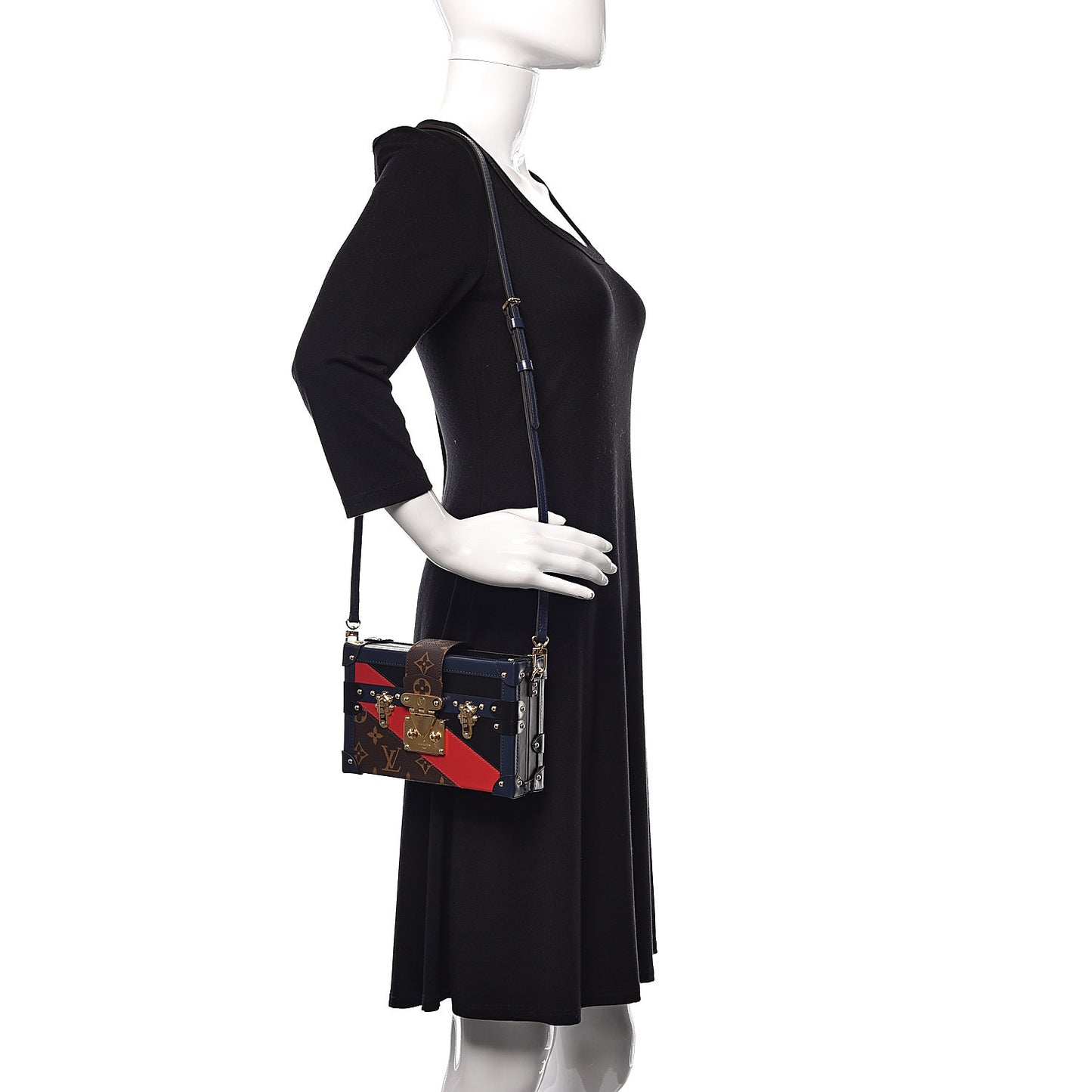 Monogram Malletage Print Petite Malle Marine Rouge