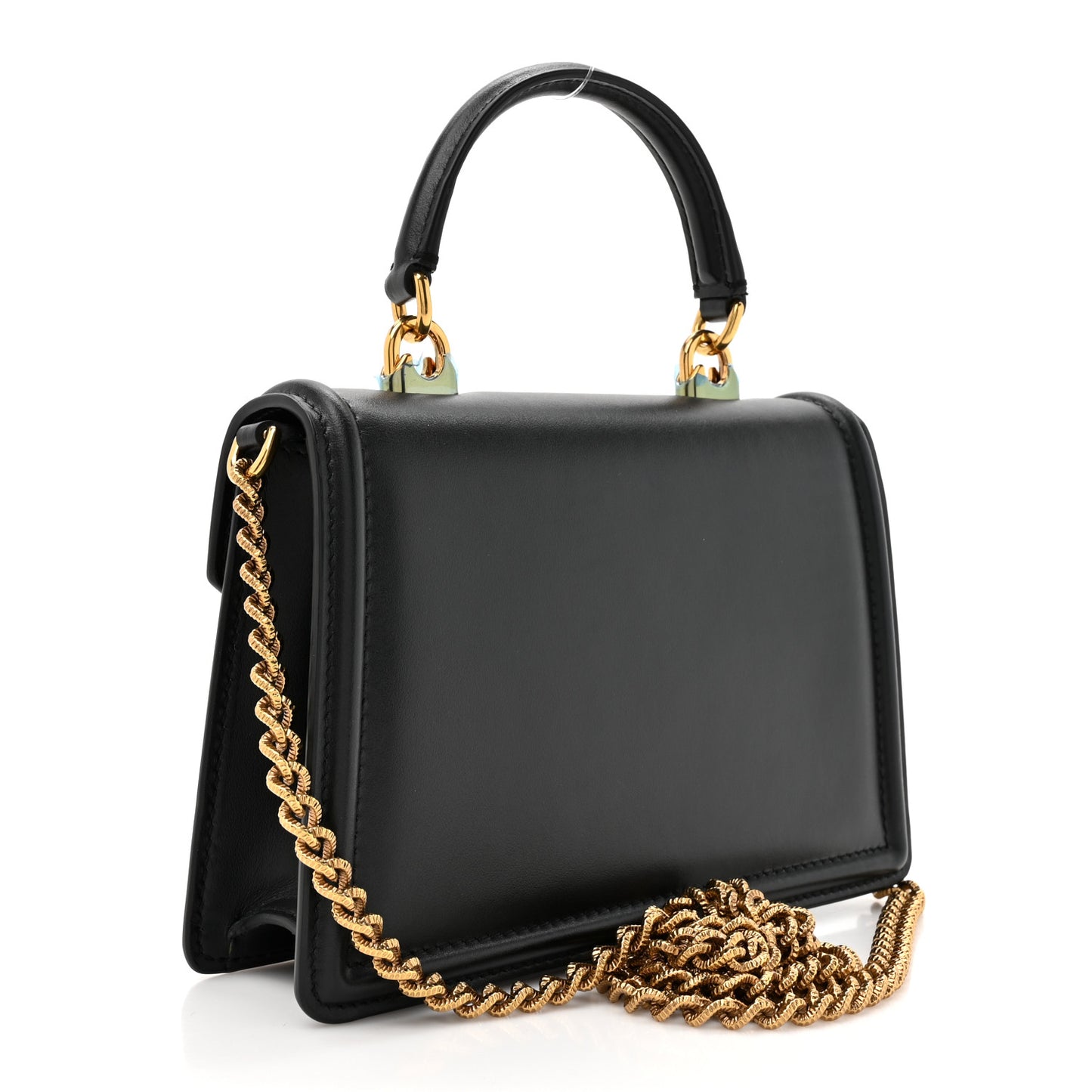 Smooth Calfskin Small Devotion Envelope Top Handle Bag Black