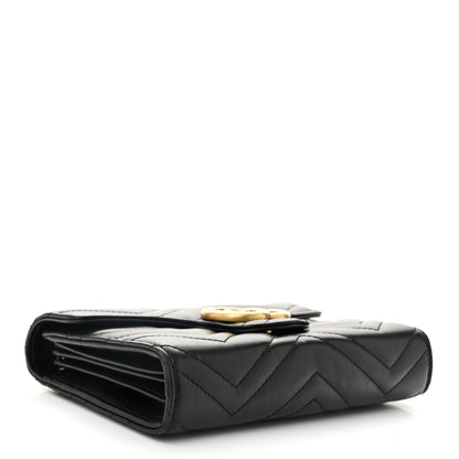 Gucci Calfskin Matelasse GG Marmont Chain Wallet Black 4 of 12
