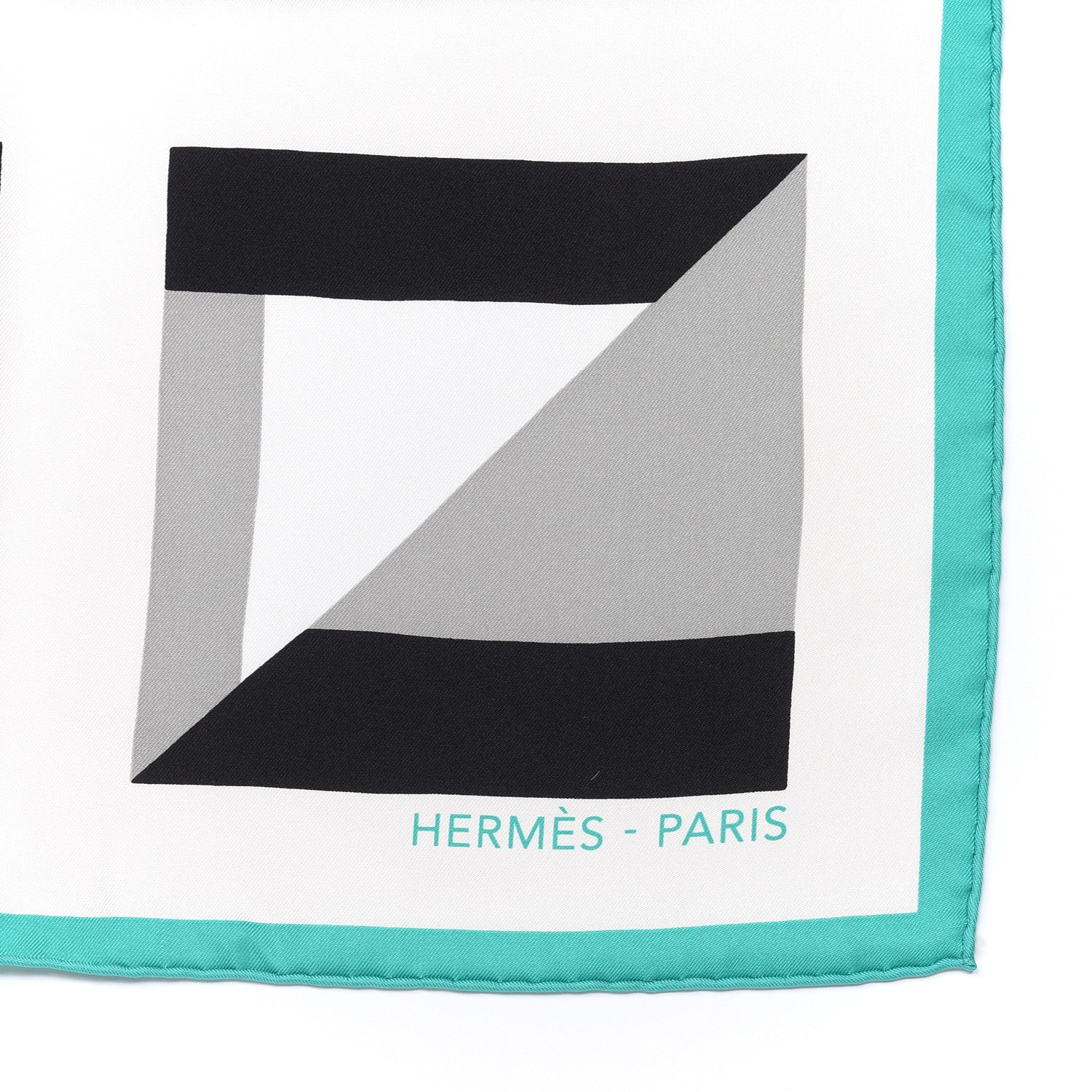 Hermes Silk Lettres Au Carre Scarf 90 Gris Noir Menthol 2 of 4