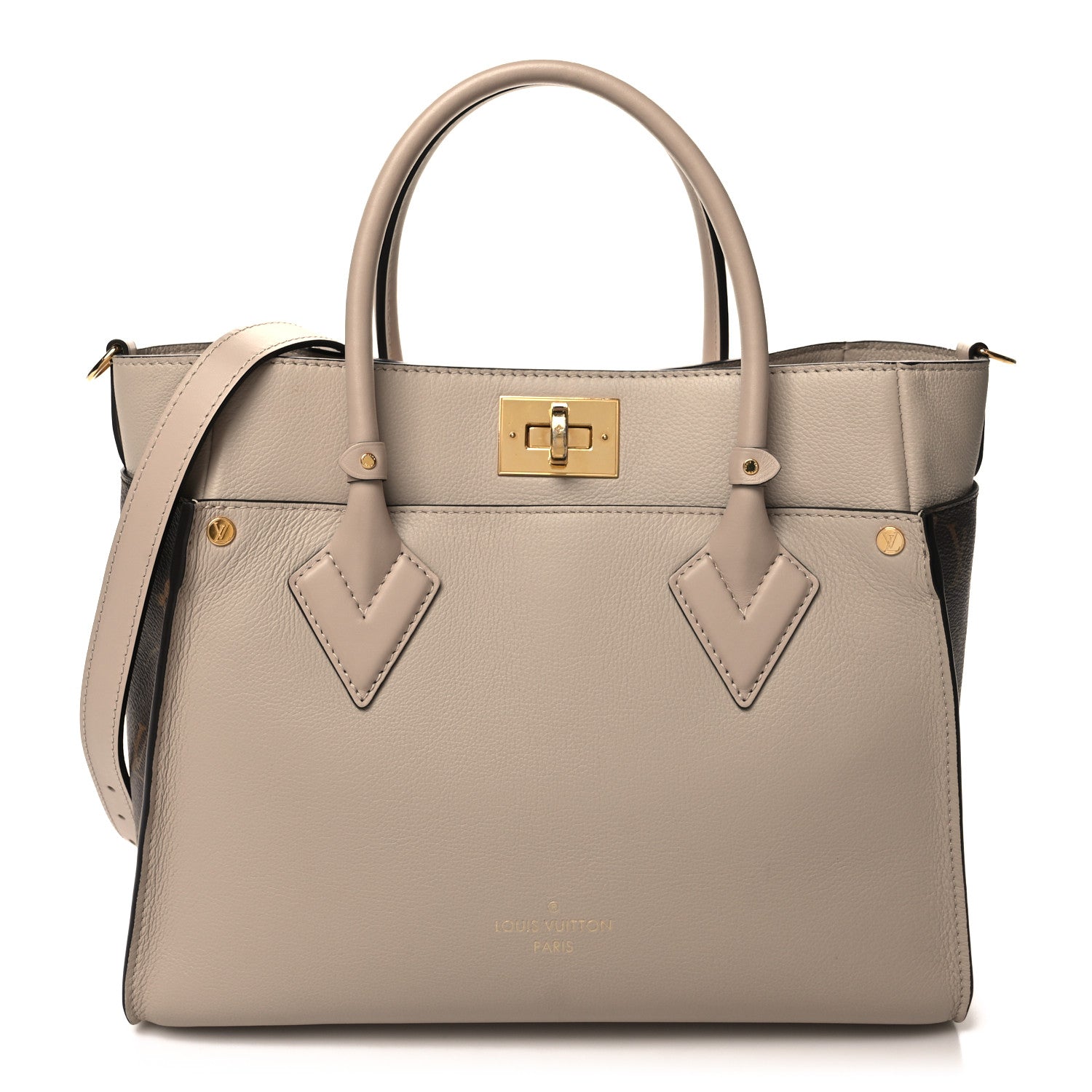 Louis Vuitton Calfskin Monogram On My Side MM Greige 1 of 11