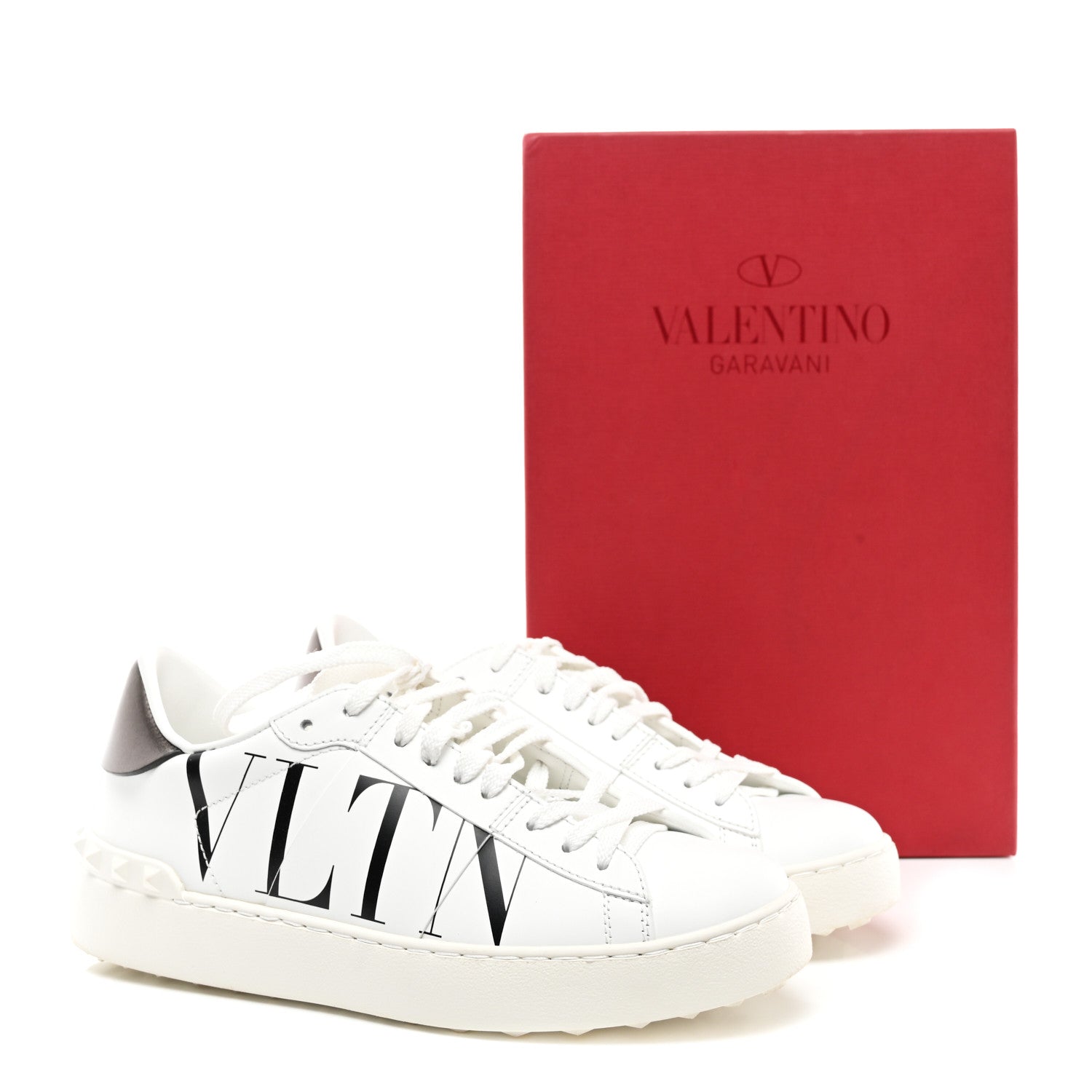 Valentino Garavani Calfskin VLTN Rockstud Open Sneakers 37 White 8 of 8