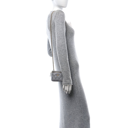 Chanel Lambskin Quilted Pearl Crush Mini Vanity Case With Chain Grey 3 of 10