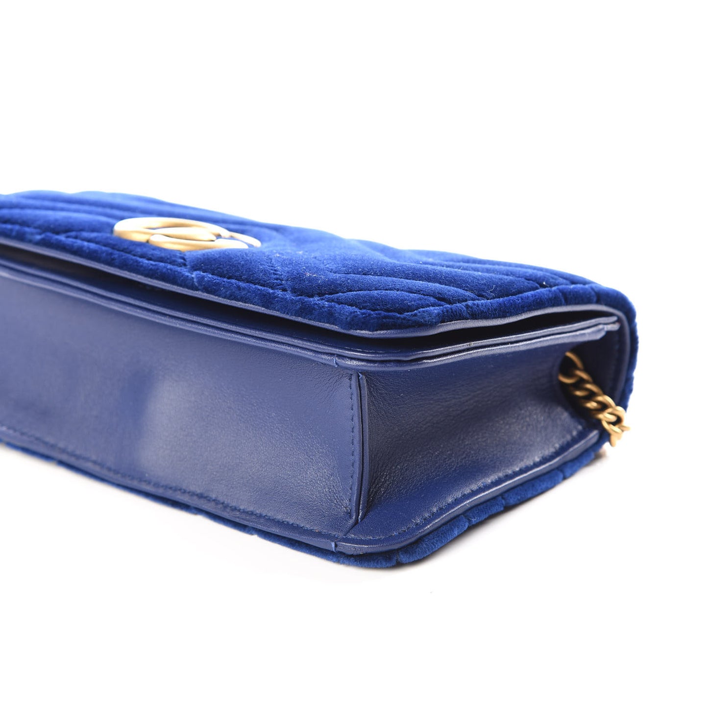 Velvet Matelasse GG Marmont Mini Bag Cobalt Blue
