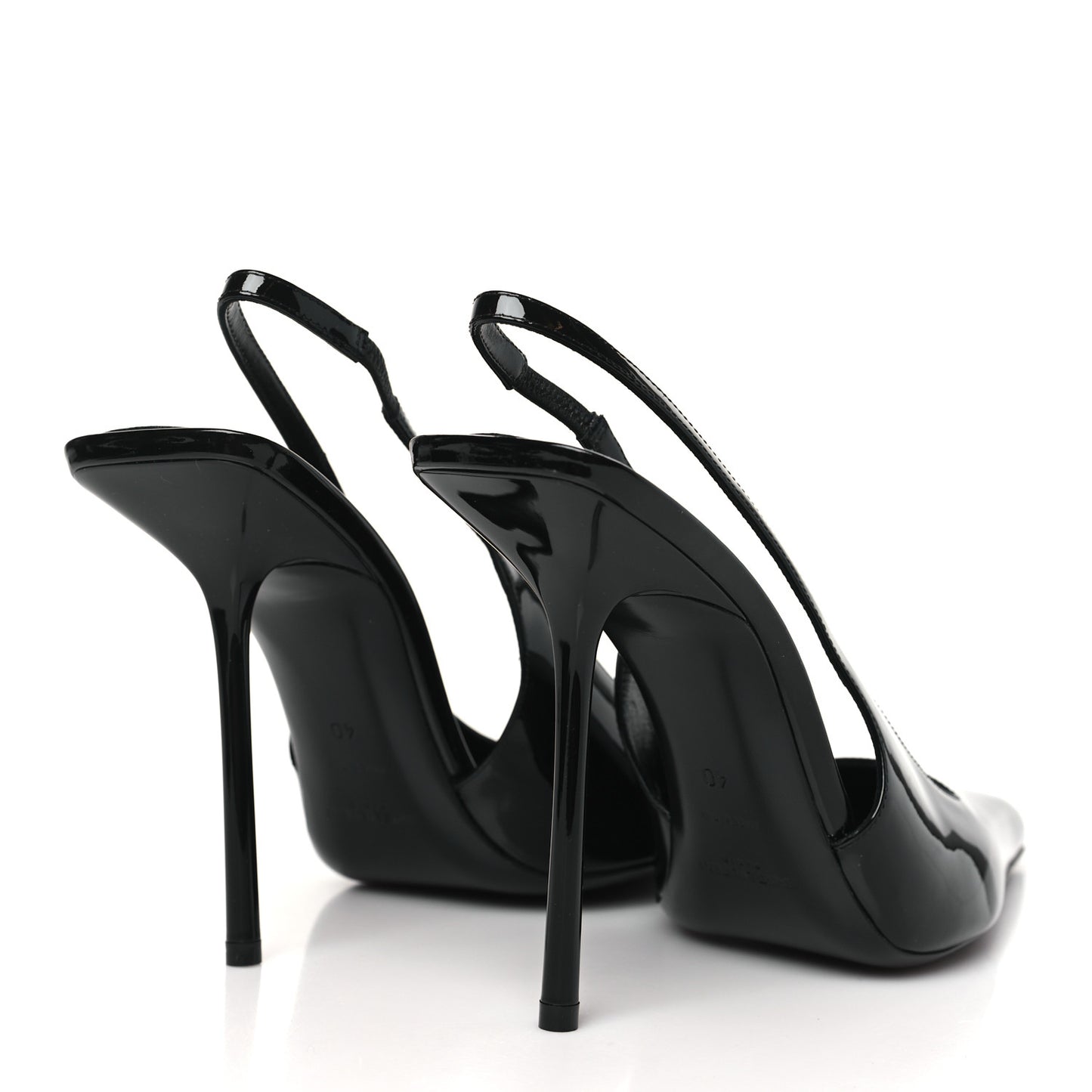 Patent Calfskin Kiss 105 Slingback Pumps 40 Black