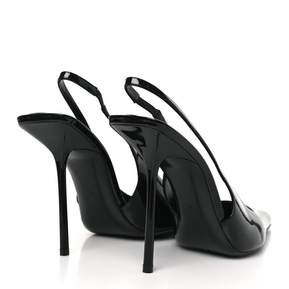 Saint Laurent Patent Calfskin Kiss 105 Slingback Pumps 40 Black 4 of 10
