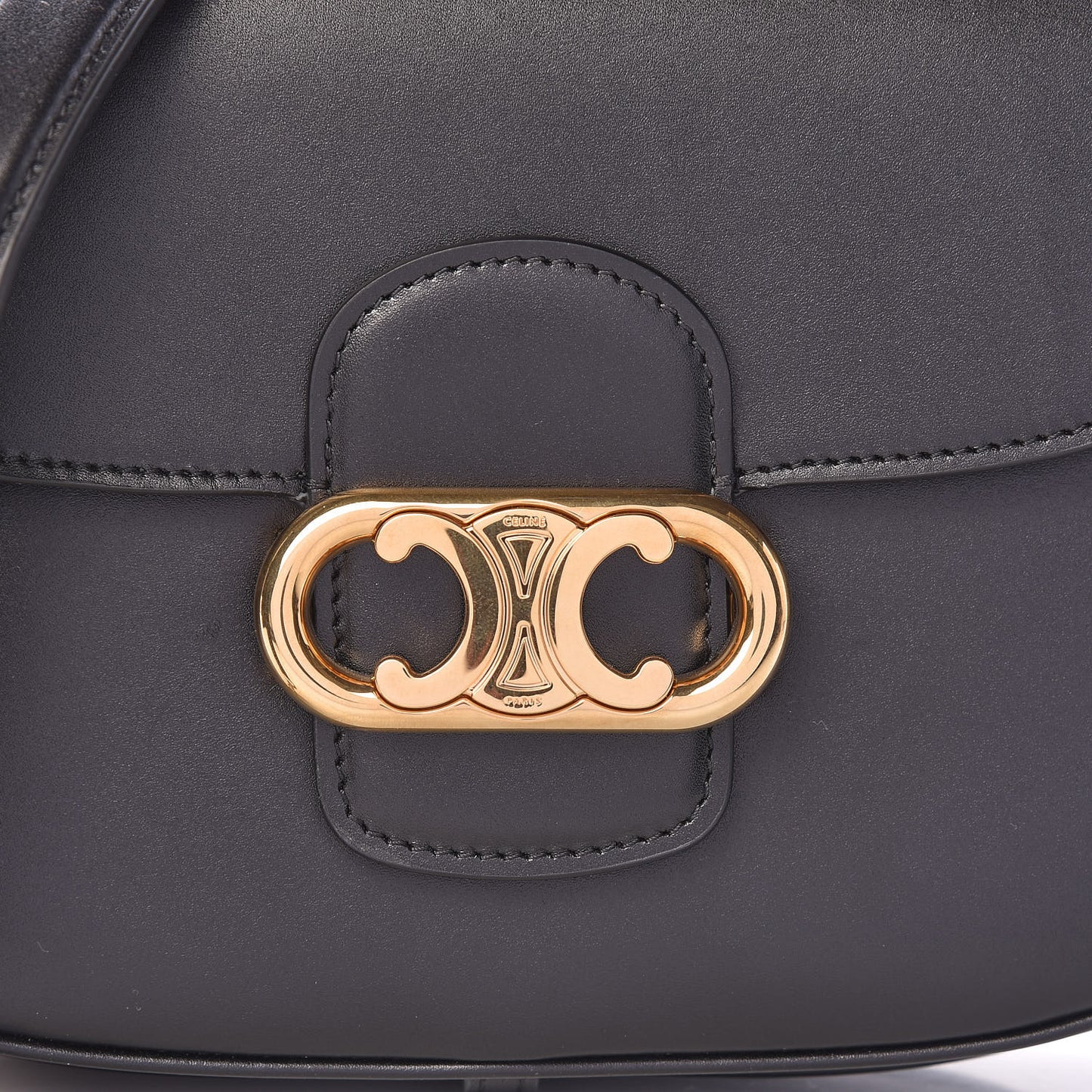 Shiny Calfskin Medium Chain Maillon Triomphe Black