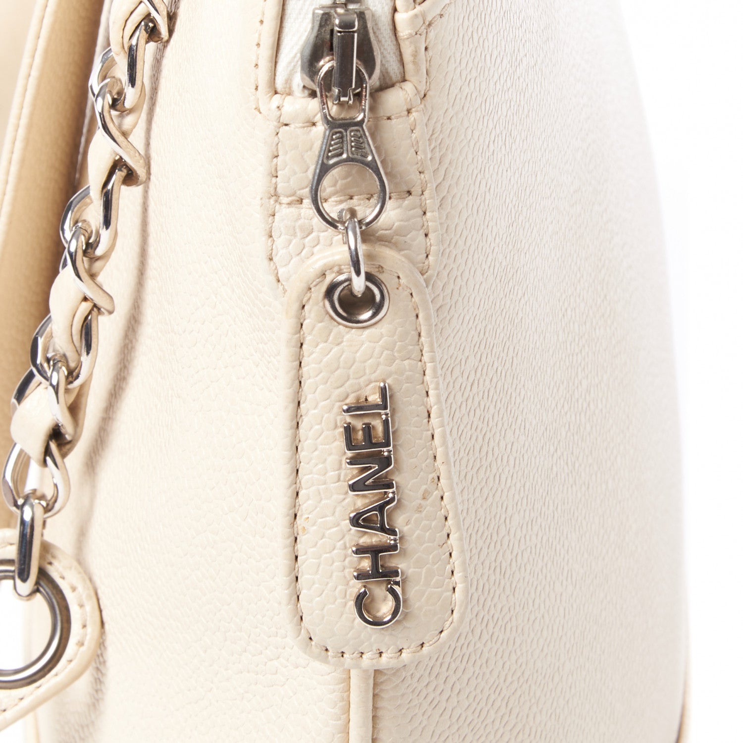 Chanel Caviar Large CC Shoulder Bag Ivory 7 of 12