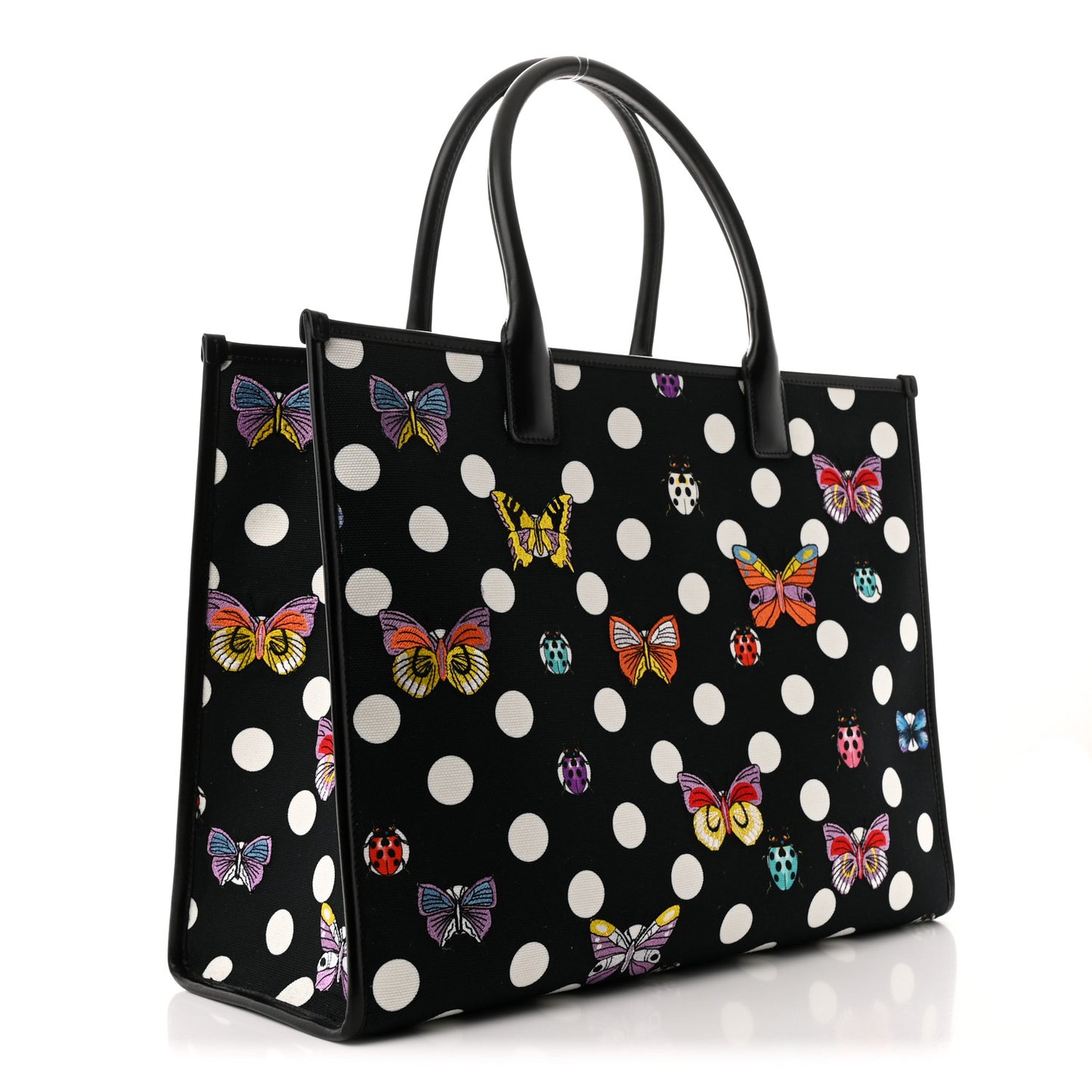X Dua Lipa Canvas Calfskin Butterfly La Medusa Large Tote Black Multicolor