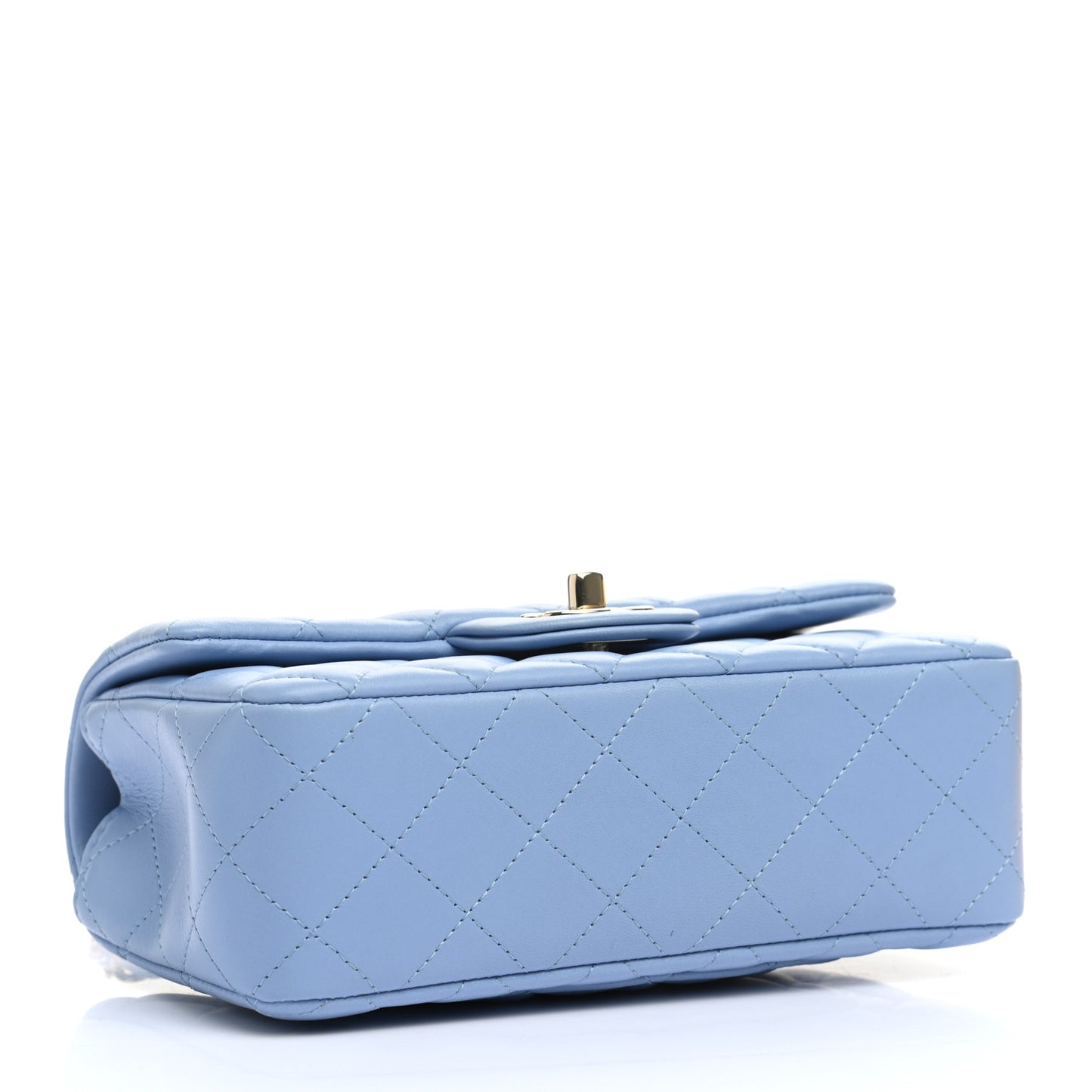 Lambskin Quilted Mini Rectangular Flap Light Blue