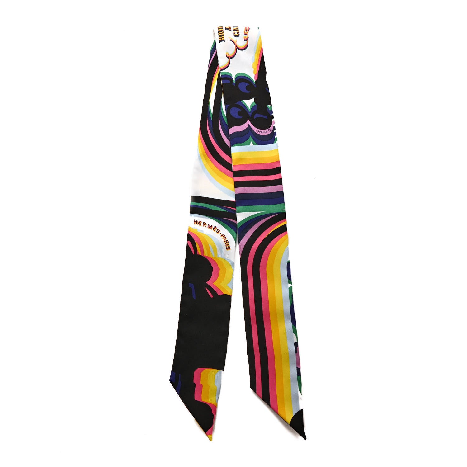 Hermes Silk Brides De Gala Shadow Twilly Black Jaune Multicolor 2 of 4