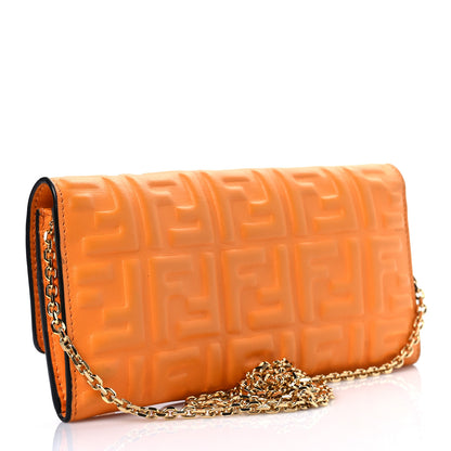 Fendi Nappa Matisse FF Embossed Continental Wallet on Chain Clementine 3 of 7