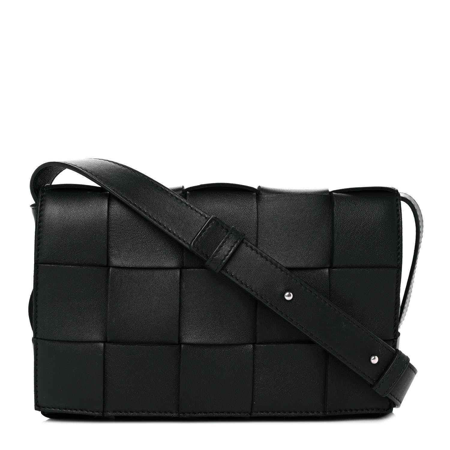 Bottega Veneta Lambskin Maxi Intrecciato Cassette Crossbody Bag Black 1 of 11