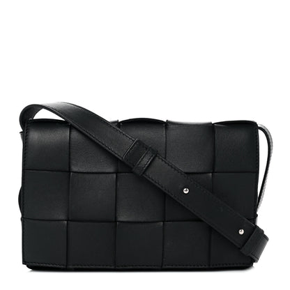 Bottega Veneta Lambskin Maxi Intrecciato Cassette Crossbody Bag Black 1 of 11