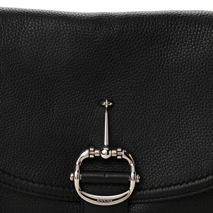 Gucci Pebbled Calfskin Medium Techno Horsebit Shoulder Flap Bag Black 8 of 10