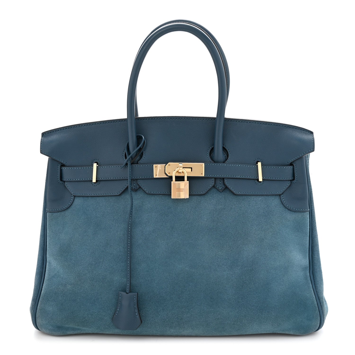 Hermes Veau Doblis Swift Grizzly Birkin 35 Bleu Tempete 1 of 12