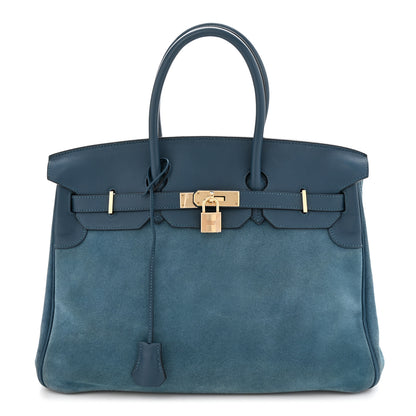 Hermes Veau Doblis Swift Grizzly Birkin 35 Bleu Tempete 1 of 12