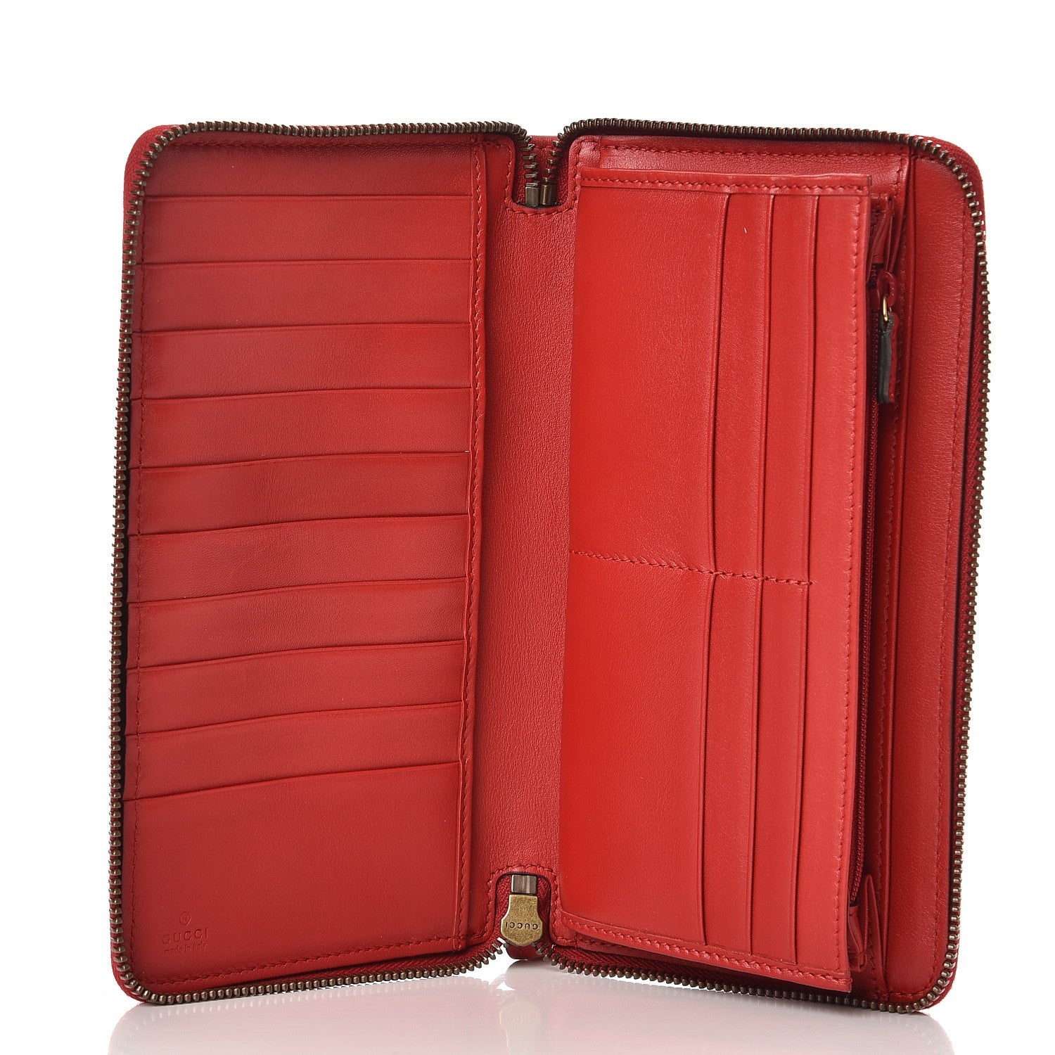 Gucci Calfskin Matelasse GG Marmont Zip Around Organizer Wallet Hibiscus Red 5 of 9