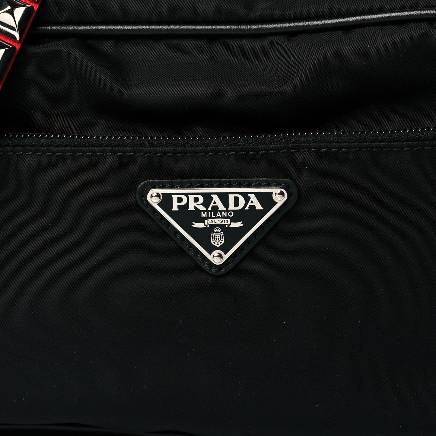 Tessuto Nylon Studded New Vela Shoulder Bag Black Fuoco