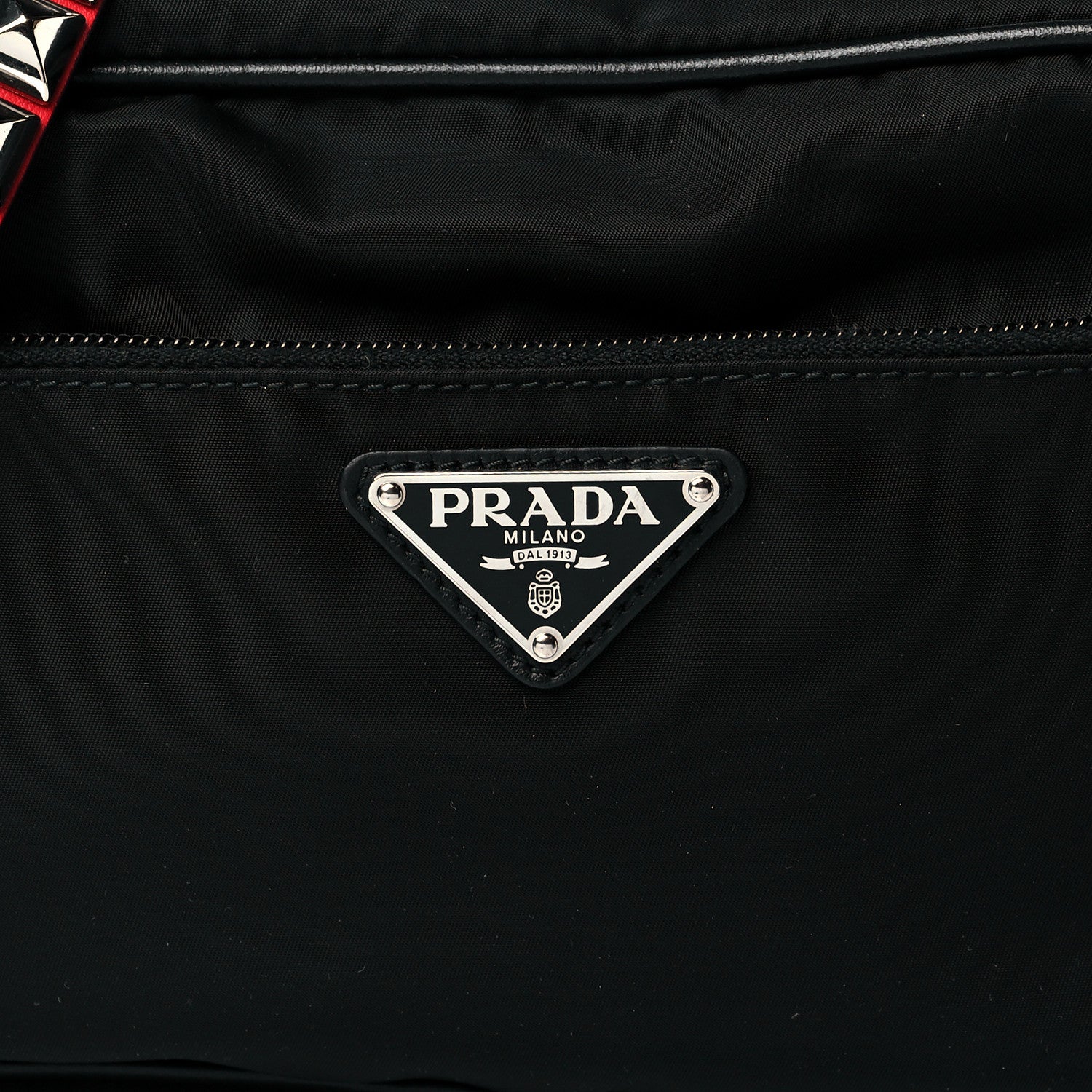 Prada Tessuto Nylon Studded New Vela Shoulder Bag Black Fuoco 9 of 11
