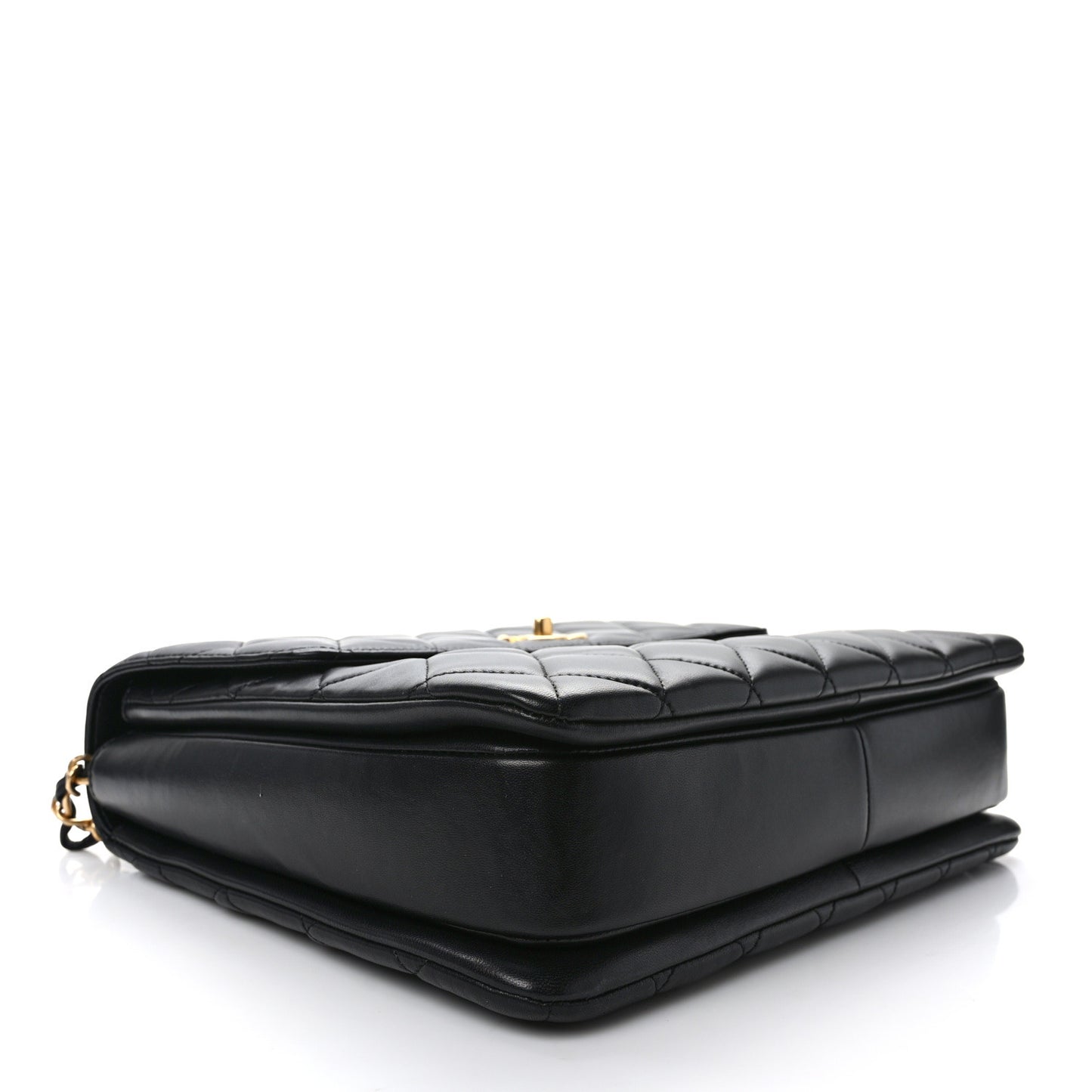 Lambskin Quilted Large Trendy CC Dual Handle Flap Bag Black